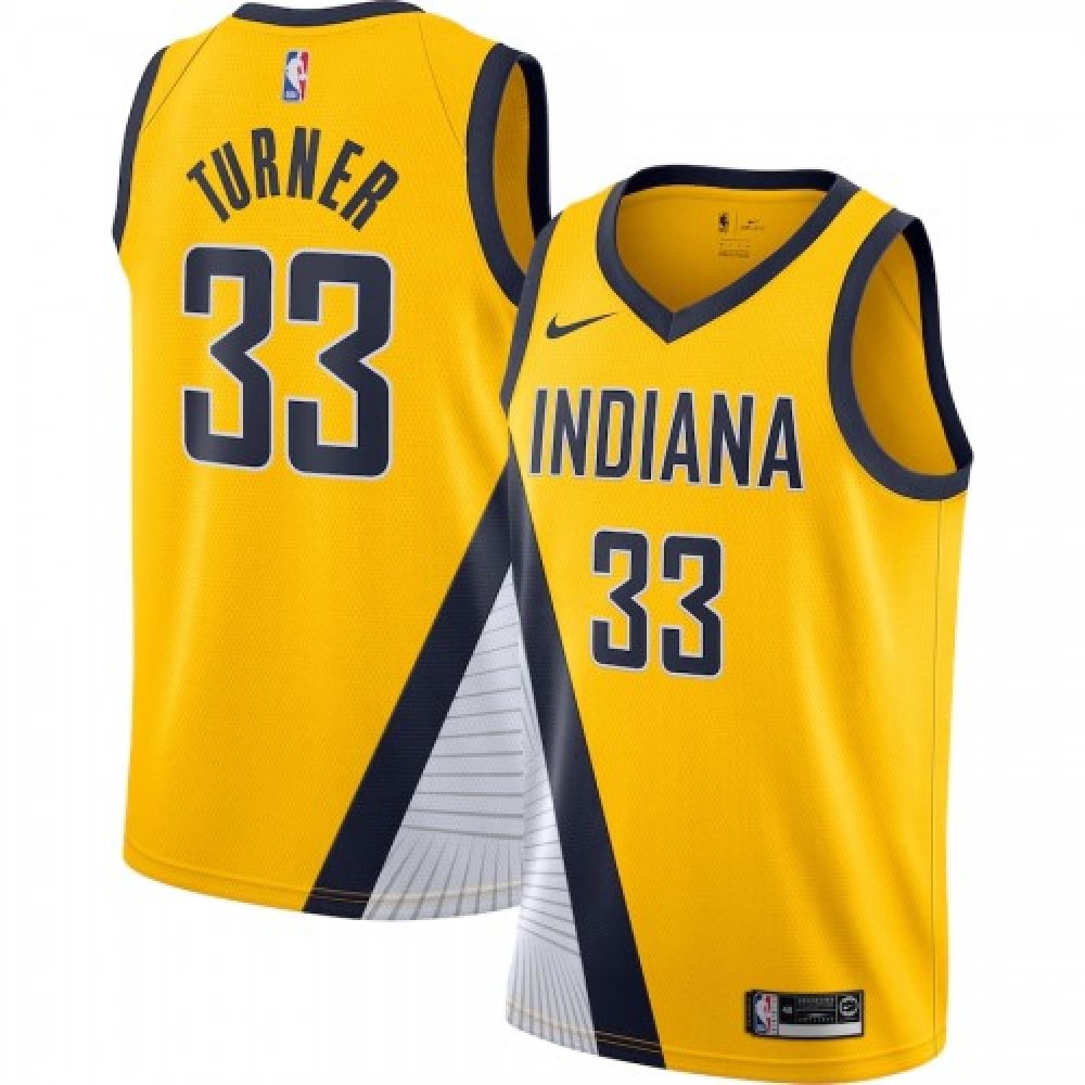 Men's Indiana Pacers Myles Turner #33 Gold Finished Swingman Jersey - Statement Edition-Pro Kit Vault | Brand New 26/27 Sports Jerseys